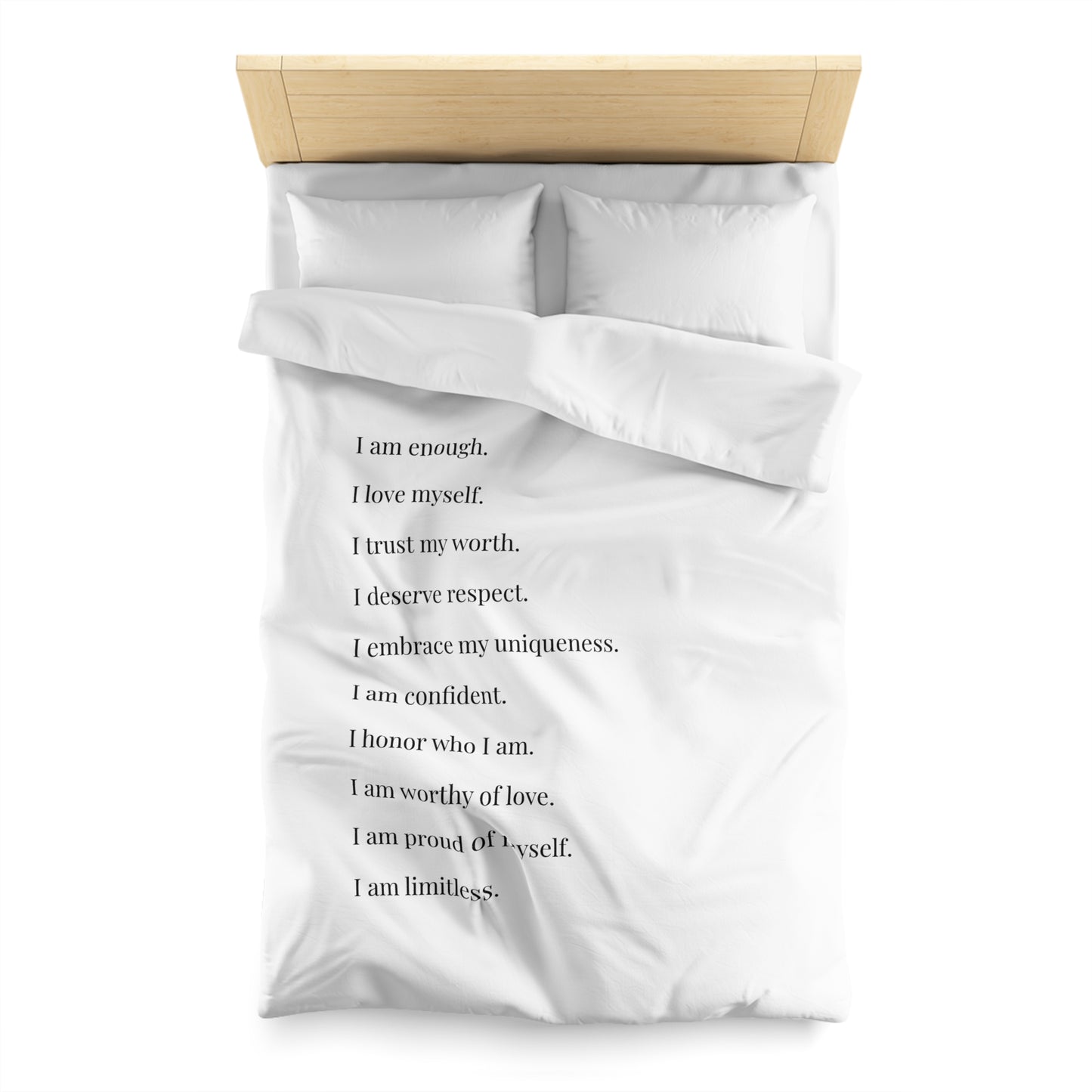 Microfiber Duvet Affirmations Bed Cover - Self Worth