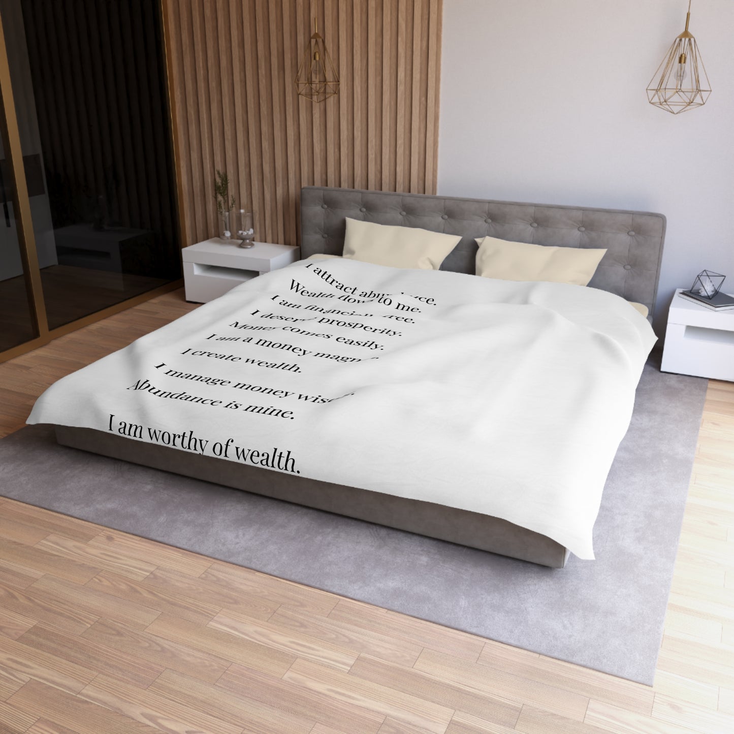 Microfiber Duvet Affirmations Bed Cover - Financial Freedom
