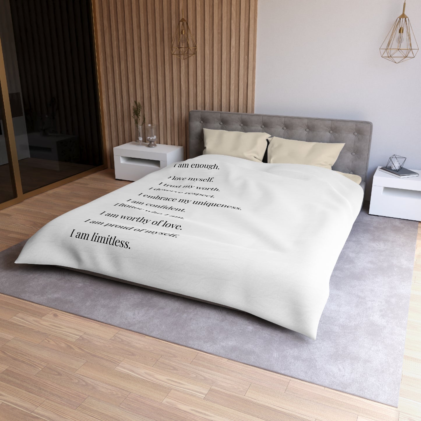 Microfiber Duvet Affirmations Bed Cover - Self Worth