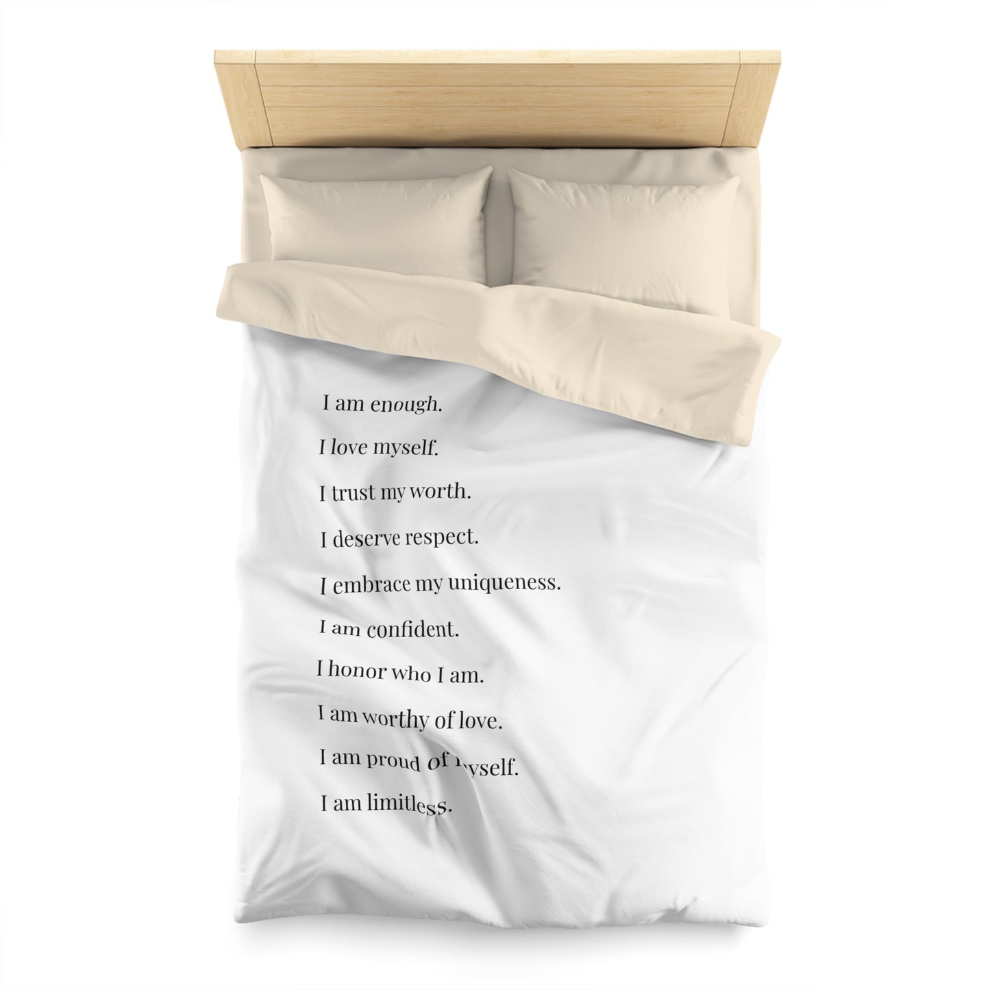 Microfiber Duvet Affirmations Bed Cover - Self Worth