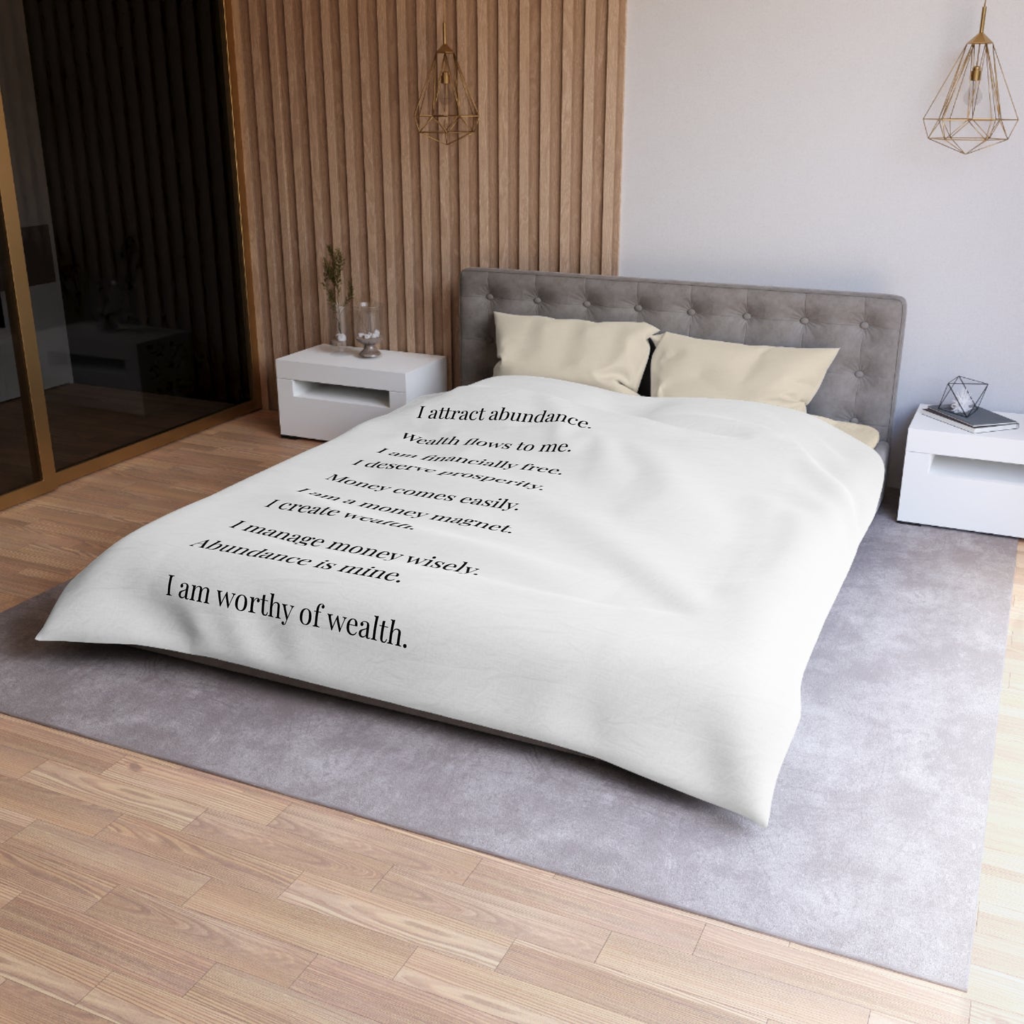 Microfiber Duvet Affirmations Bed Cover - Financial Freedom
