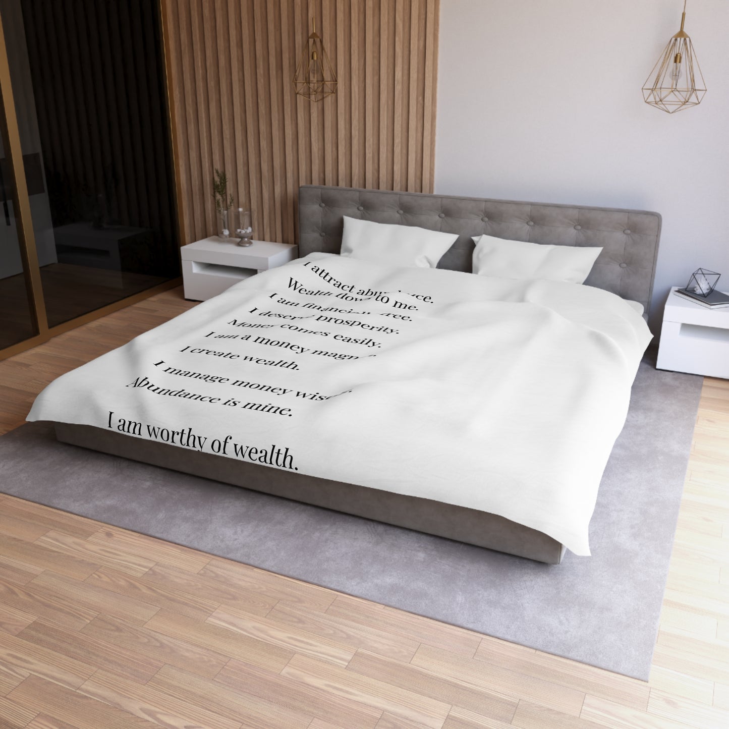 Microfiber Duvet Affirmations Bed Cover - Financial Freedom