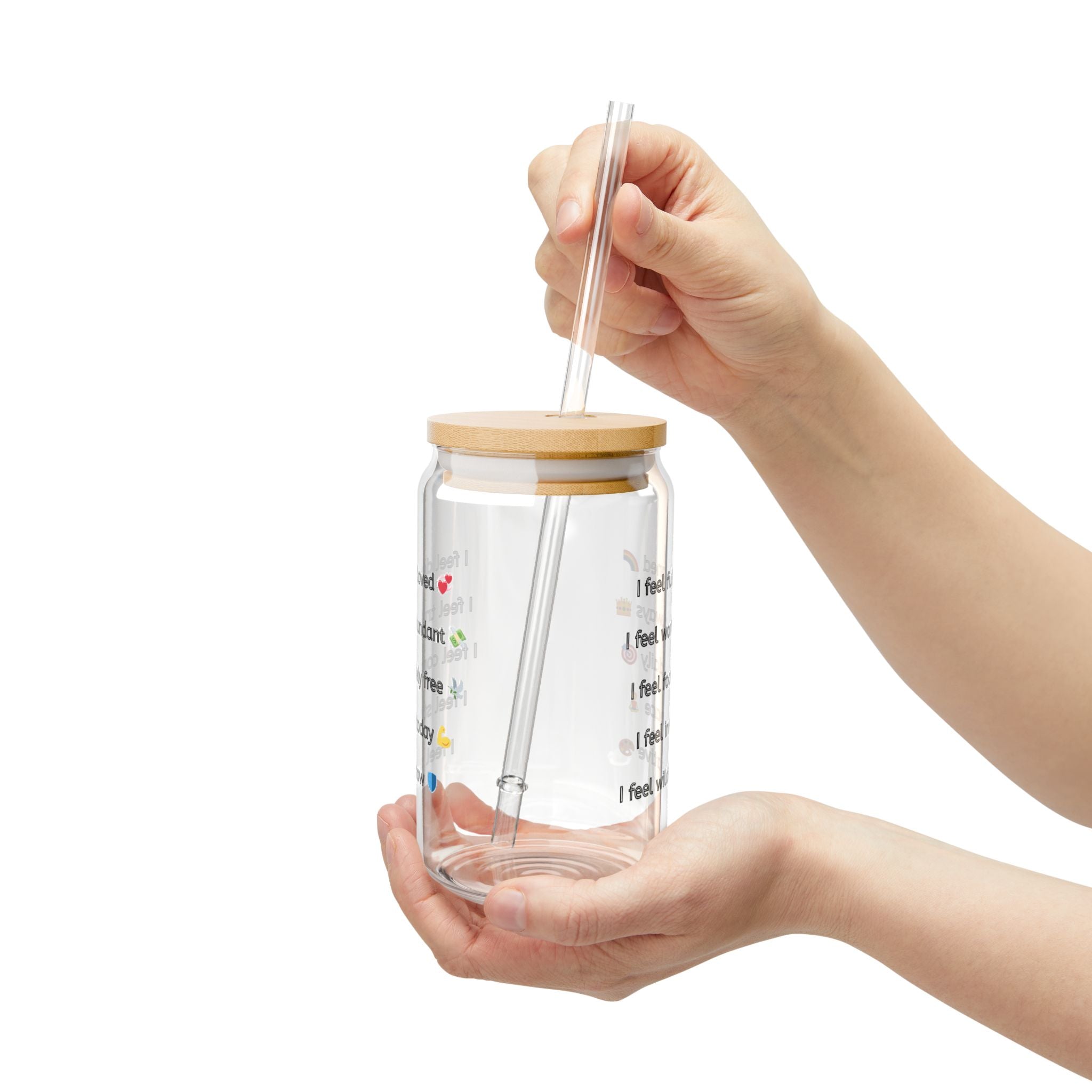 General Wellbeing – 10 Daily Affirmations Sipper Glass (16oz)