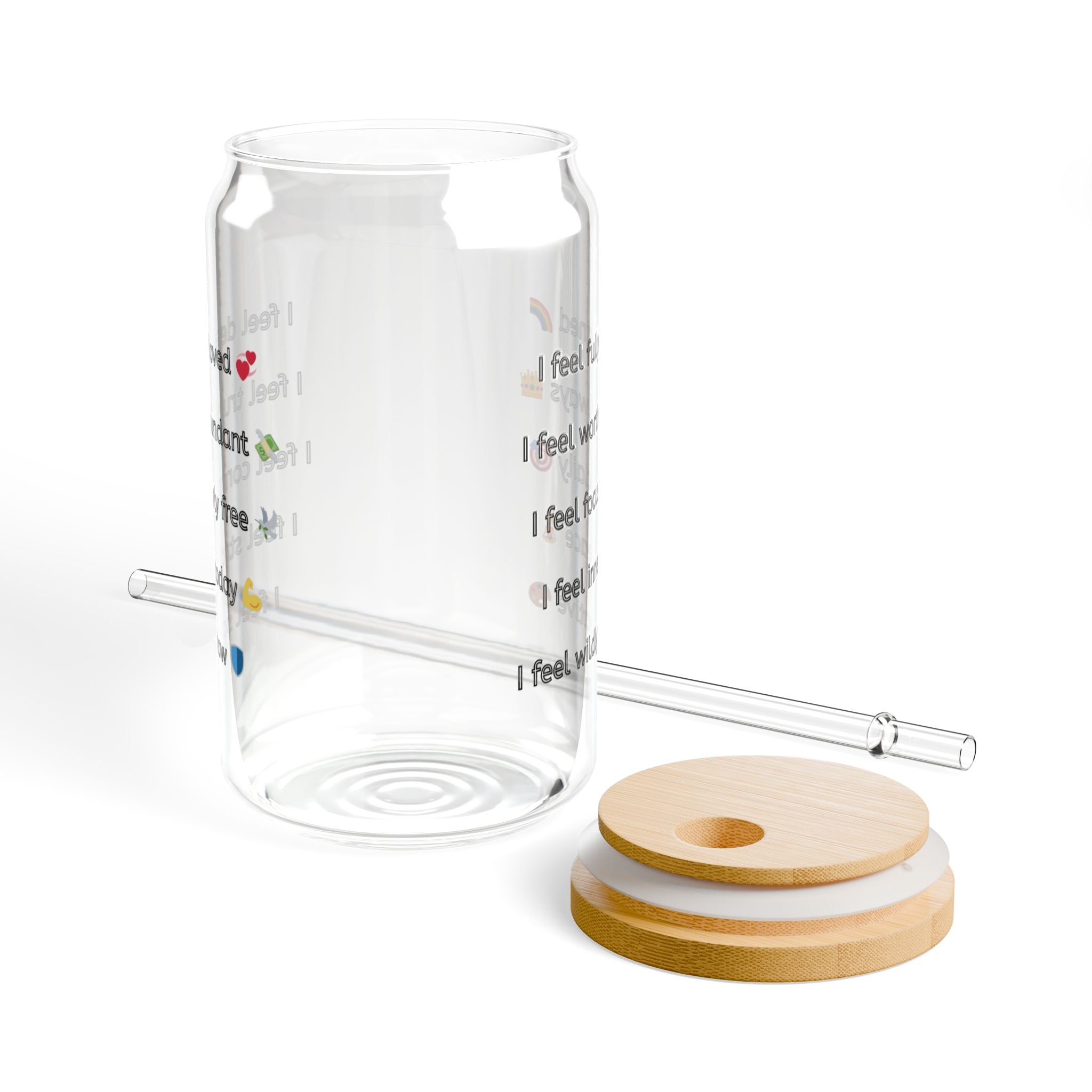 General Wellbeing – 10 Daily Affirmations Sipper Glass (16oz)