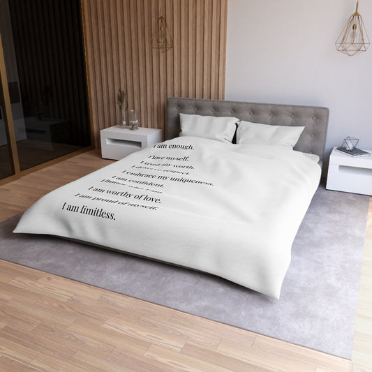 Microfiber Duvet Affirmations Bed Cover - Self Worth