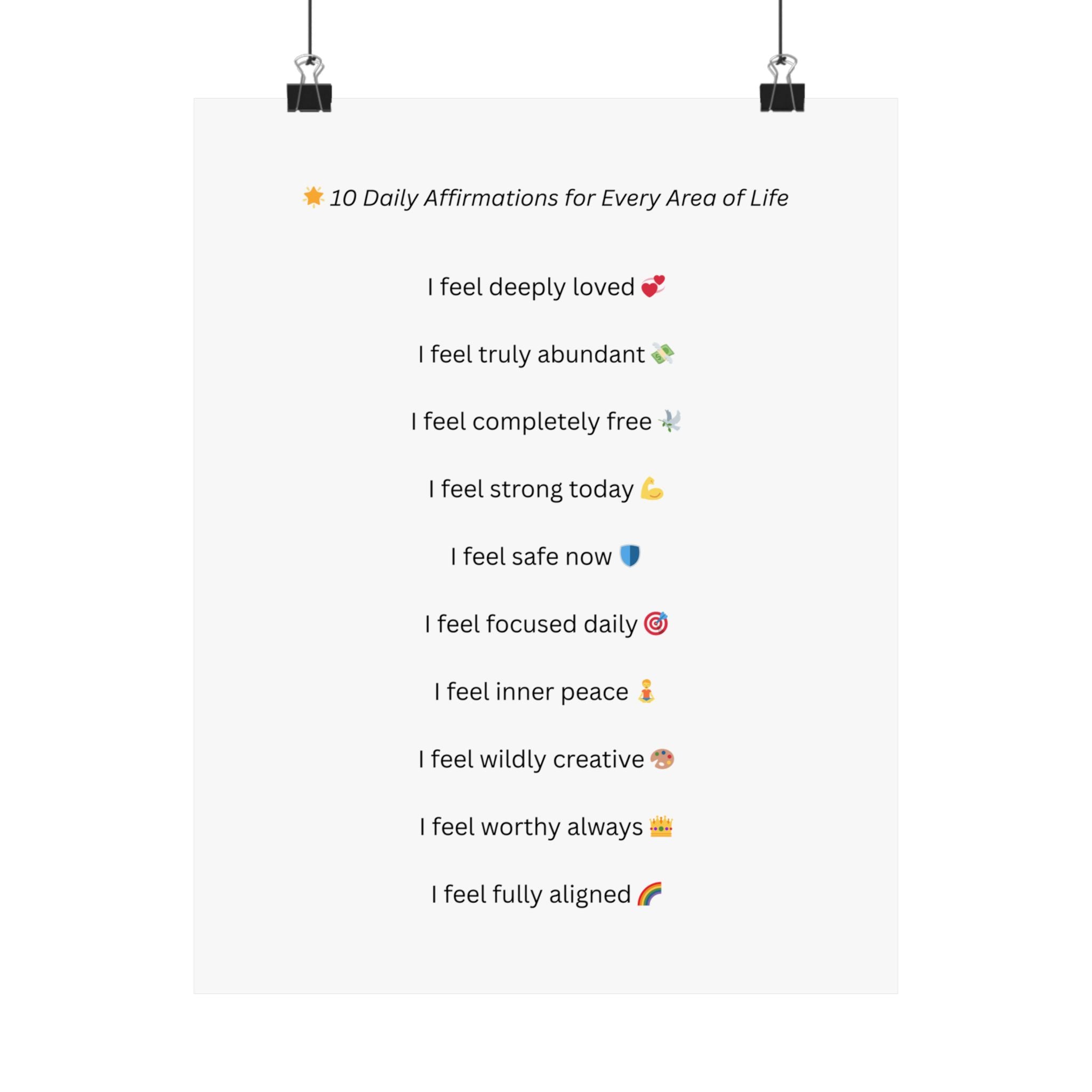 General Wellbeing – 10 Daily Affirmations Poster