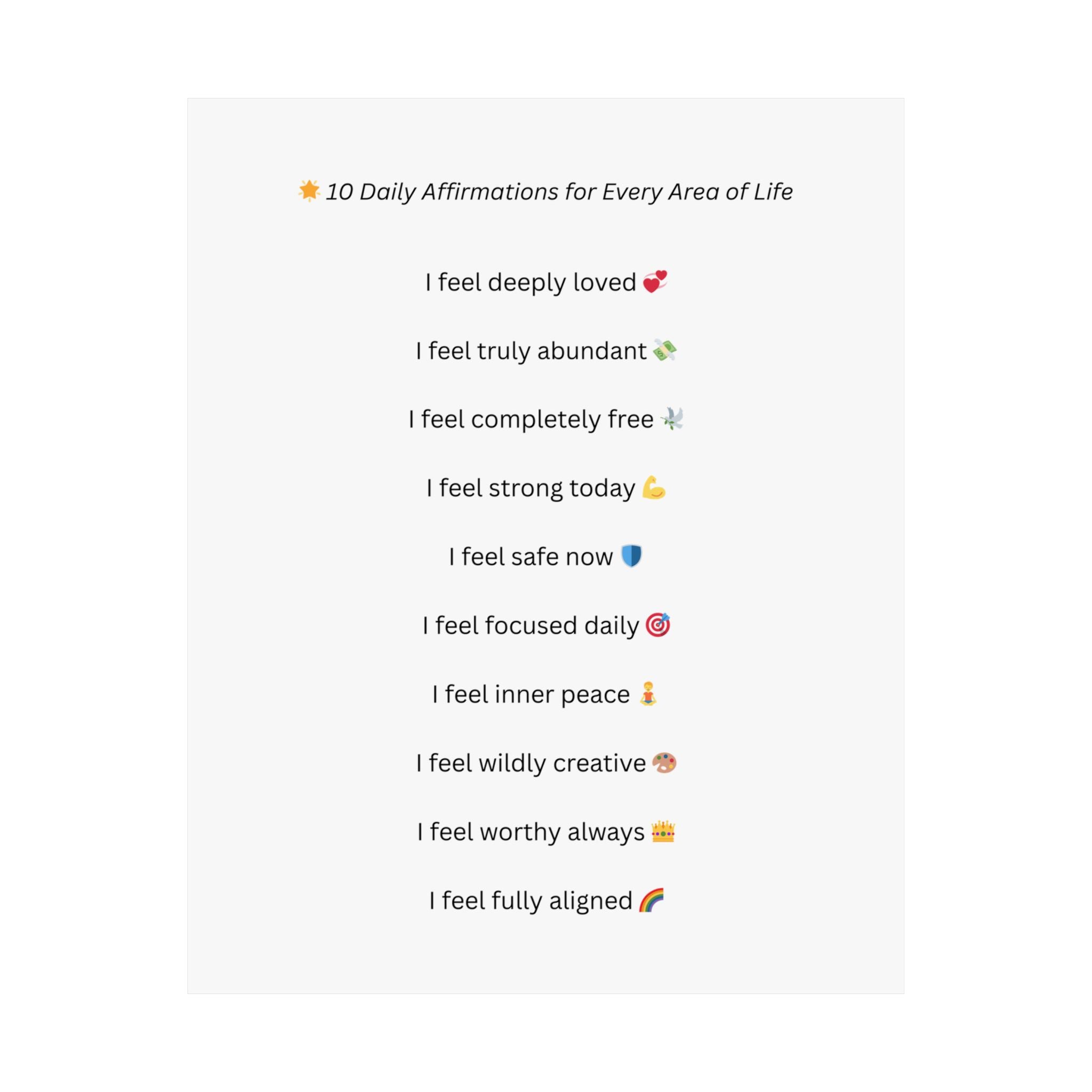 General Wellbeing – 10 Daily Affirmations Poster