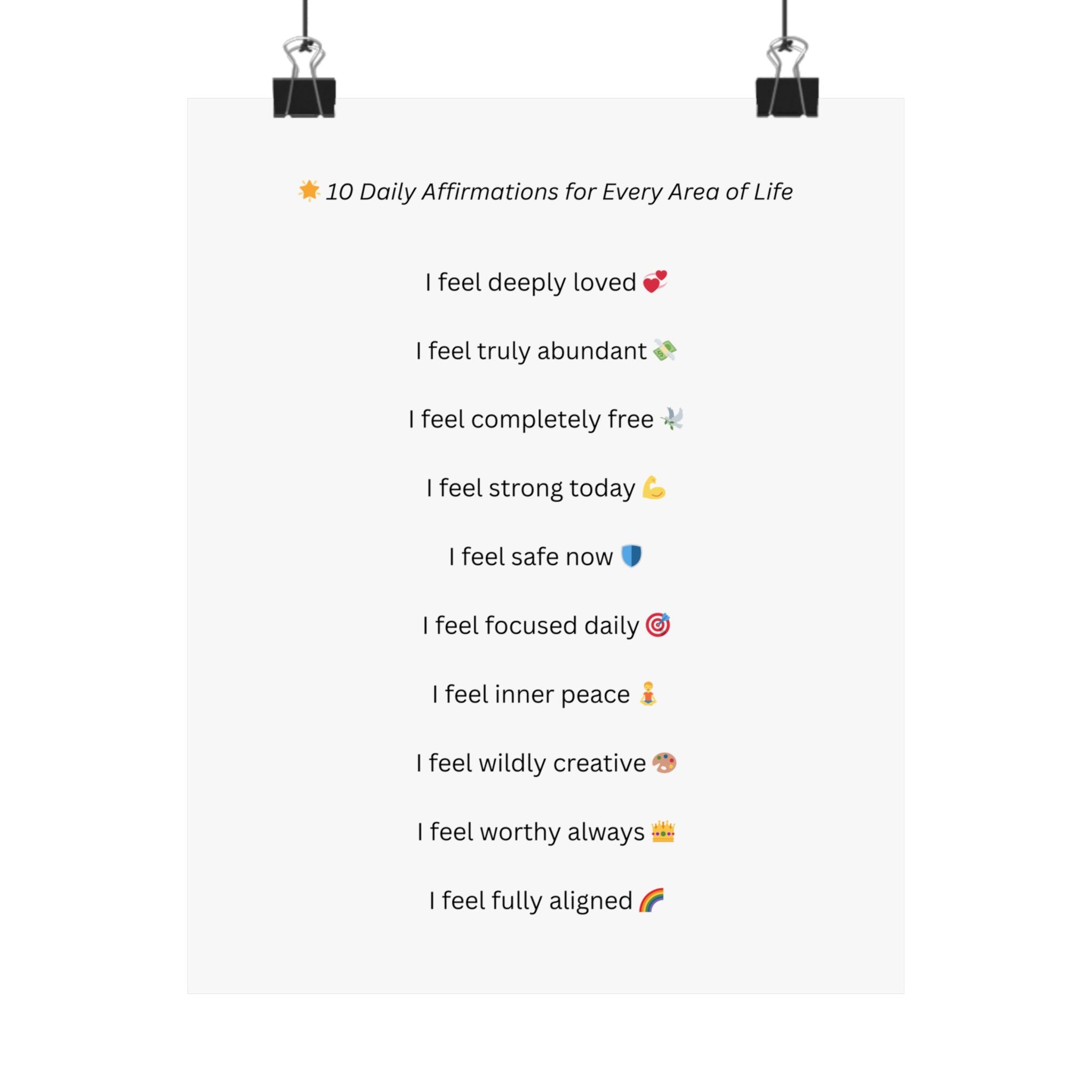 General Wellbeing – 10 Daily Affirmations Poster