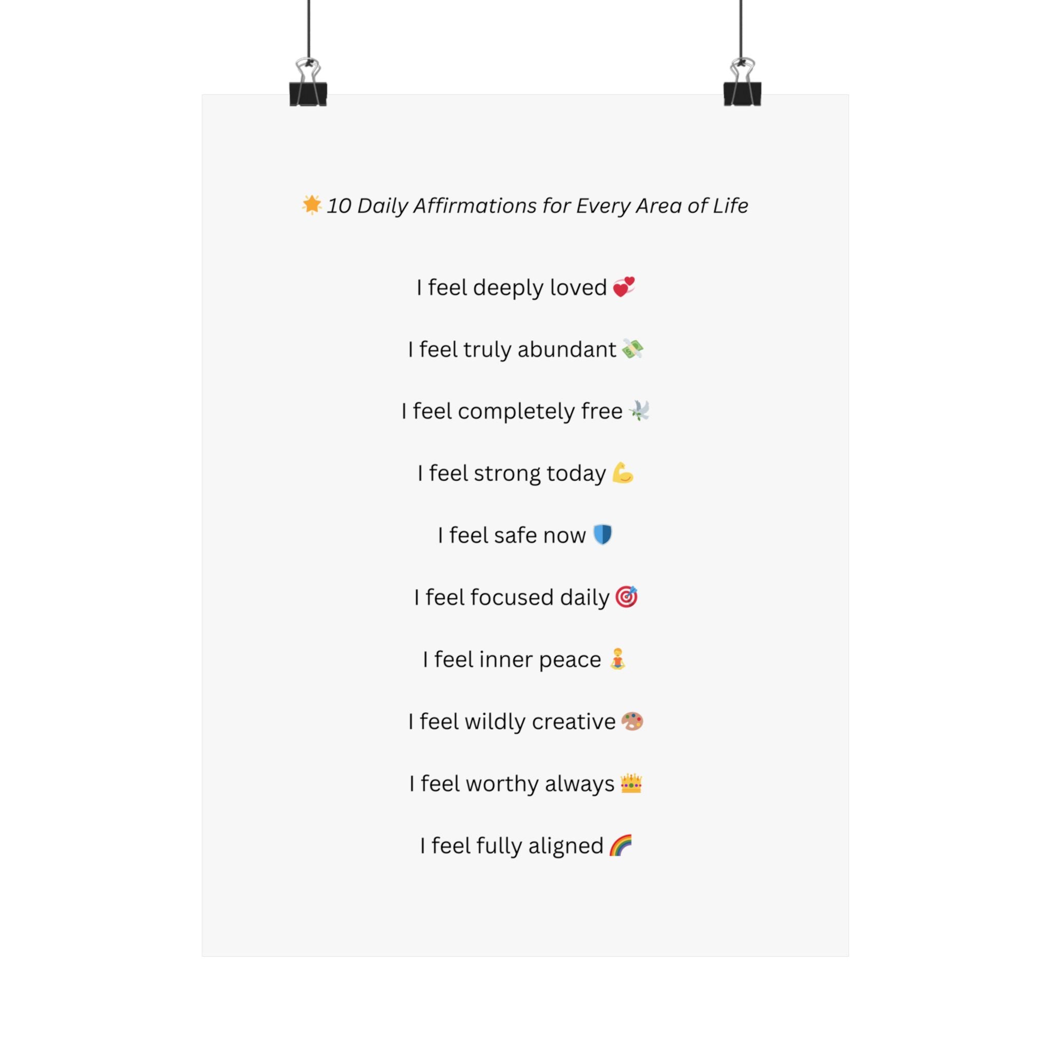 General Wellbeing – 10 Daily Affirmations Poster